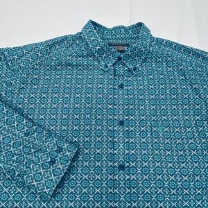 Ariat Jordy Shirt Mens XLT Tall Teal Geometric Medallion Rodeo Cowboy Western